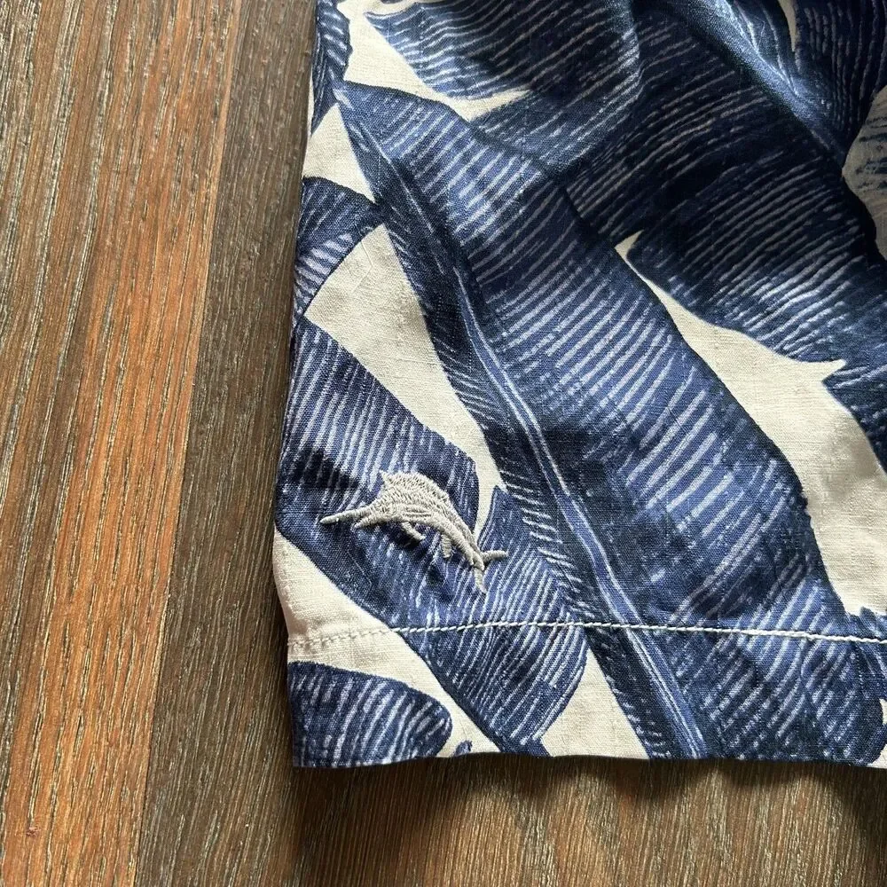 Michigan Wolverines Tommy Bahama 100% Silk Hawaiian Shirt Mens XXL Blue U of M
